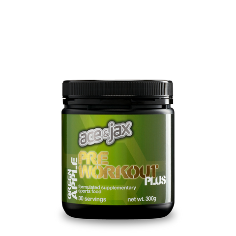 Ace & Jax Pre-Workout PLUS (Green Apple Flavour, 300g, 30 servings)